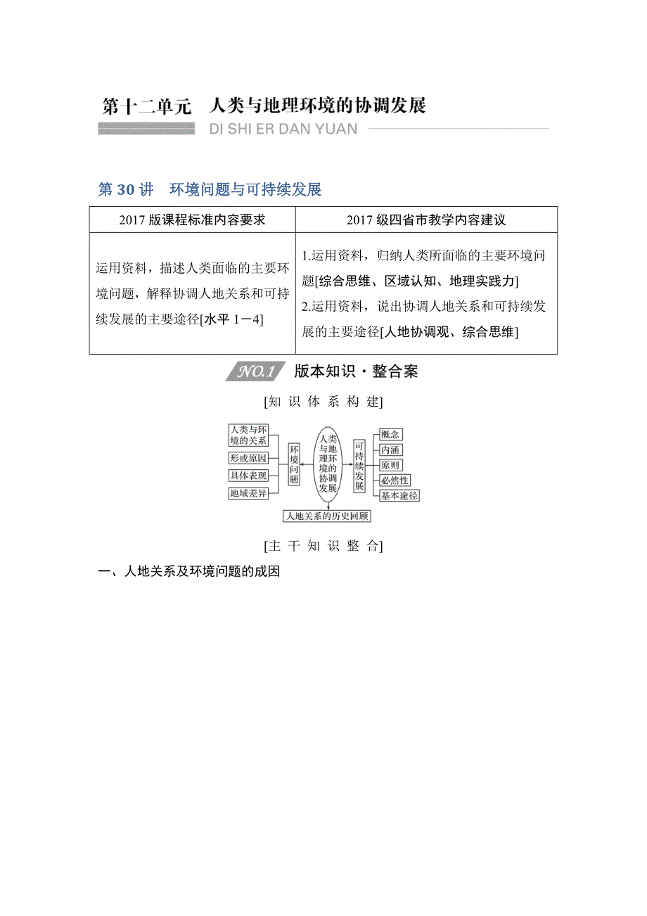 2020人教版（四川专用）高考地理一轮复习教师用书：第30讲 环境问题与可持续发展 WORD版含答案.doc_第1页