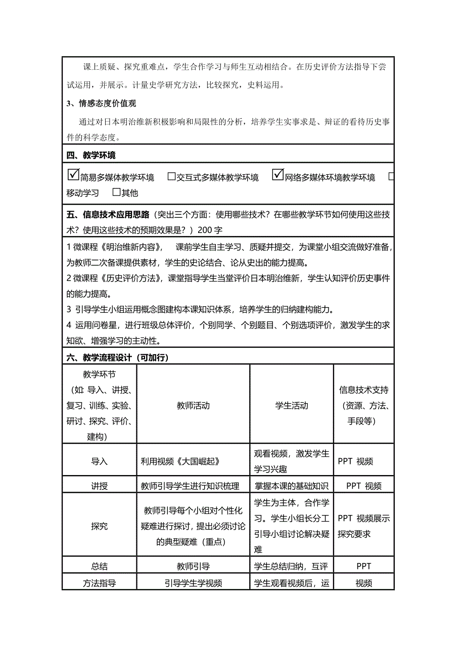 2015年山东教师全员远程研修优秀作业 高中历史岳麓版选修一教案 第14课 日本明治维新2.doc_第2页