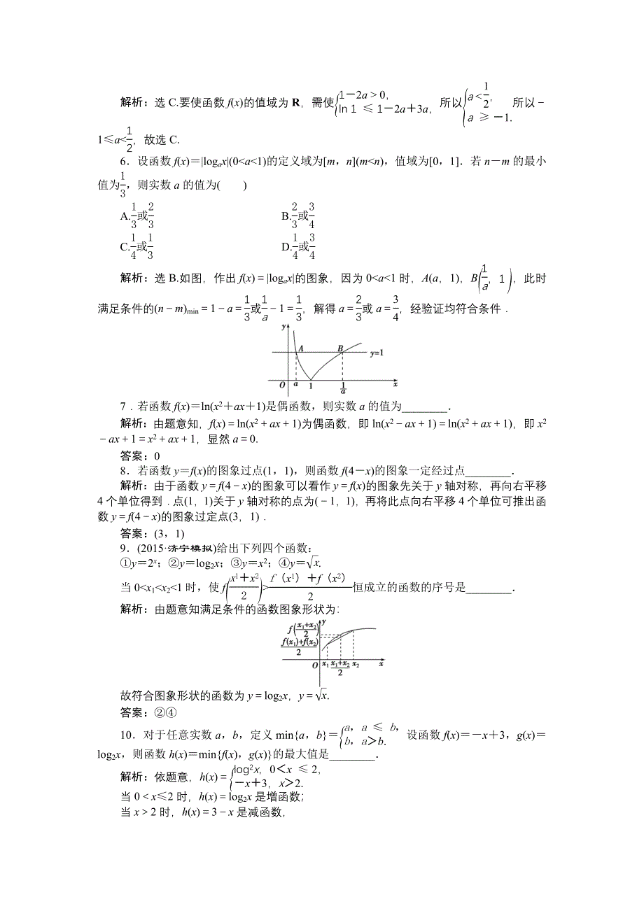 优化方案高考数文（山东）二轮总复习专题精练：专题一第2讲 函数的图象与性质 WORD版含解析.doc_第2页