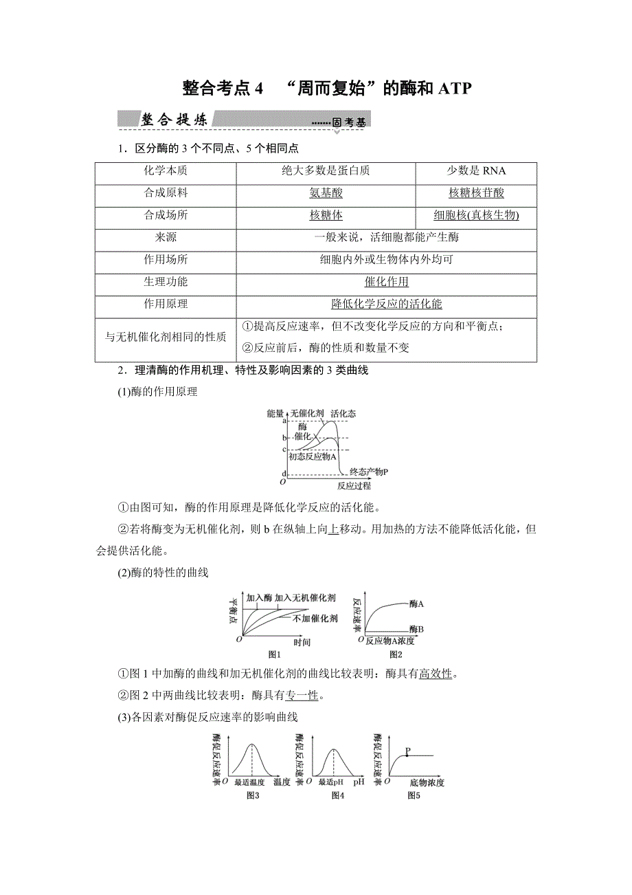 2018大二轮高考总复习生物文档：第01部分 专题02 生命系统的代谢 整合考点04 “周而复始”的酶和ATP WORD版含解析.DOC_第2页