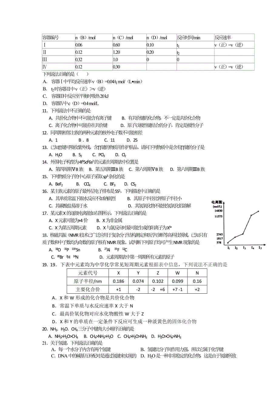 四川省平武县南坝中学高2013-2014学年高二11月月考化学试题 WORD版含答案.doc_第2页