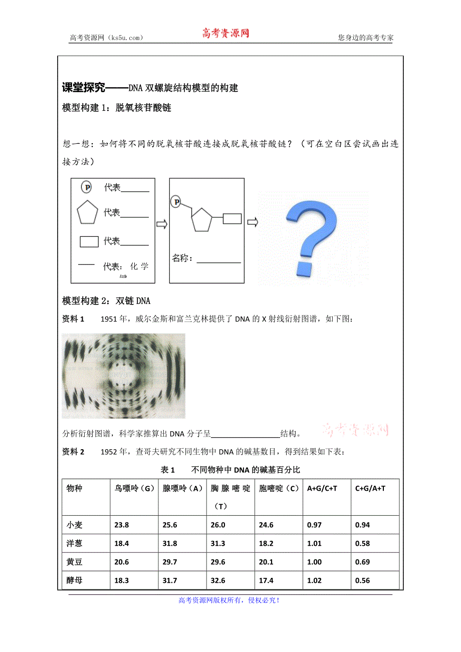 《名校推荐》湖北省宜昌市夷陵中学高中生物必修二 3.2DNA分子的结构 导学案.doc_第2页