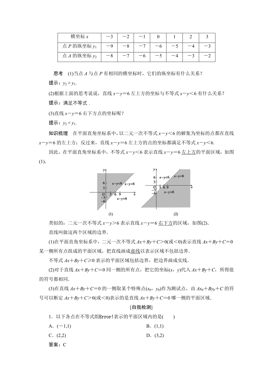 2020-2021学年人教A版数学必修5配套学案：3-3-1　二元一次不等式（组）与平面区域 WORD版含解析.doc_第2页