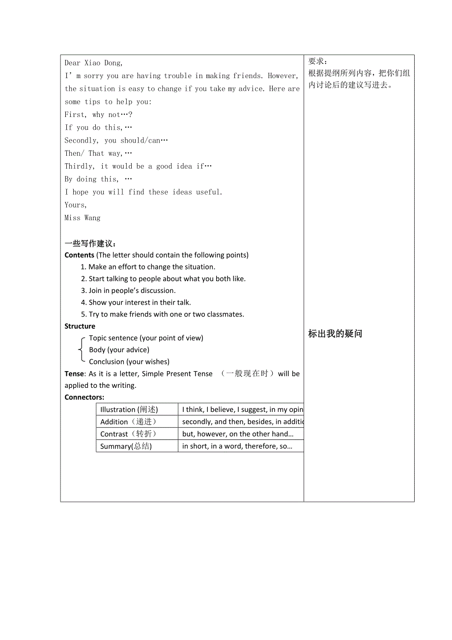 2011高一英语学案：UNIT1 FRIENDSHIP-READING AND WRITING （新人教必修1）.doc_第2页