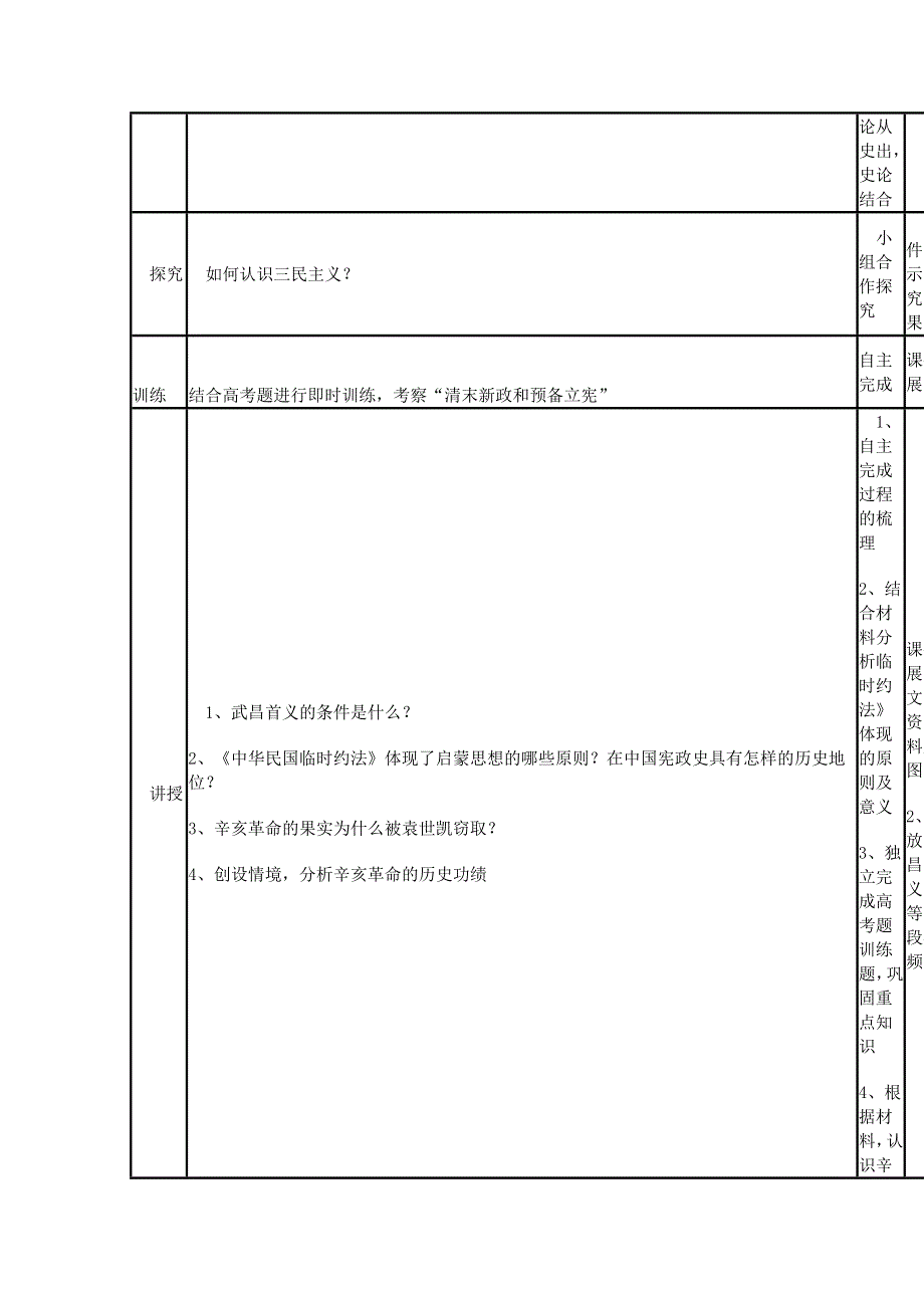 2015年山东教师全员远程研修优秀作业 高中历史岳麓版必修一教案 第15课 辛亥革命10.doc_第3页