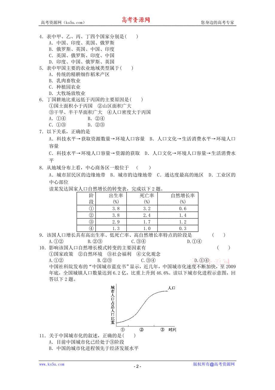 2011高一地理试题：新人教实验版必修二综合练习1.doc_第2页