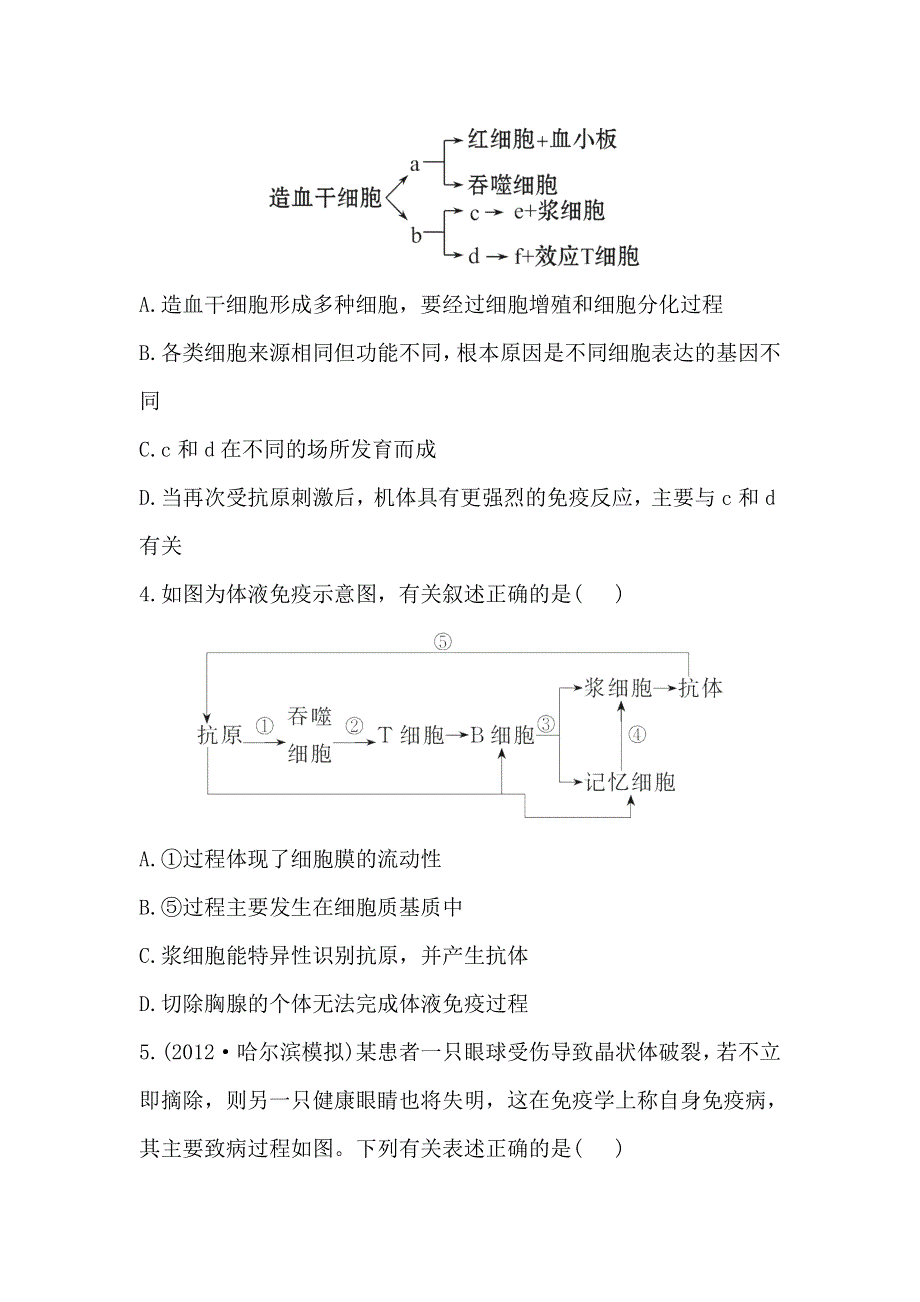 2013届高考一轮复习生物课时提能训练：免疫调节（人教版）.doc_第2页