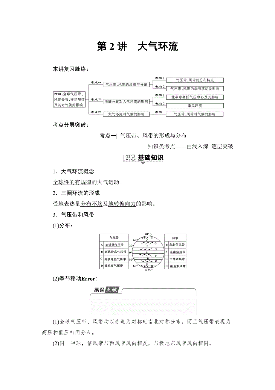 2018中图版地理高考一轮复习文档：第2章 第2讲 大气环流 WORD版含答案.doc_第1页