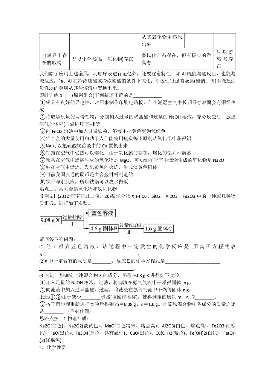 2013届高考化学考前热点再冲刺：专题三2讲 常见金属元素单质及其重要化合物（真题试做+思路点拨+误区警示+跟踪练习 含答案）.doc_第3页