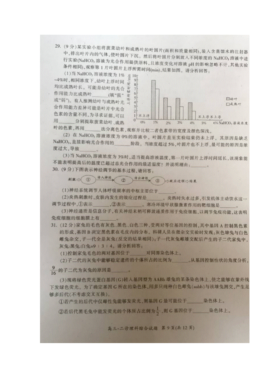 四川省广元市2017届高三第二次高考适应性统考理综生物试题 扫描版含答案.doc_第3页