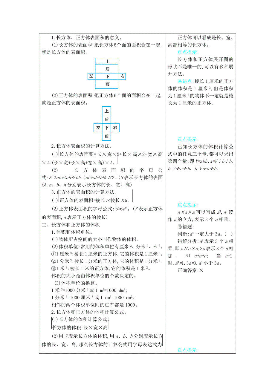 五年级数学下册 一 长方体和正方体知识清单素材 北京版.docx_第3页