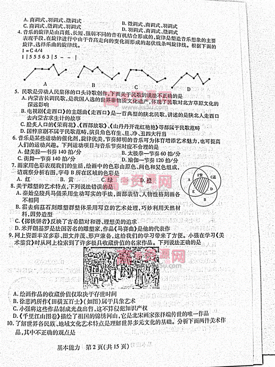 《首发》山东省滨州市2012届高三第二次模拟考试 基本能力 PDF版（2012滨州二模）.pdf_第2页