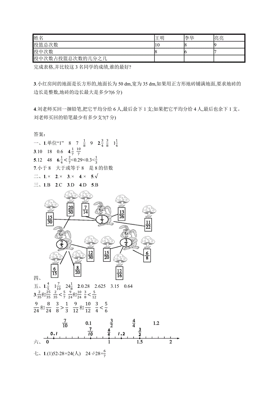 五年级数学下册 第4章 分数的意义和性质评价测试卷 新人教版.docx_第3页