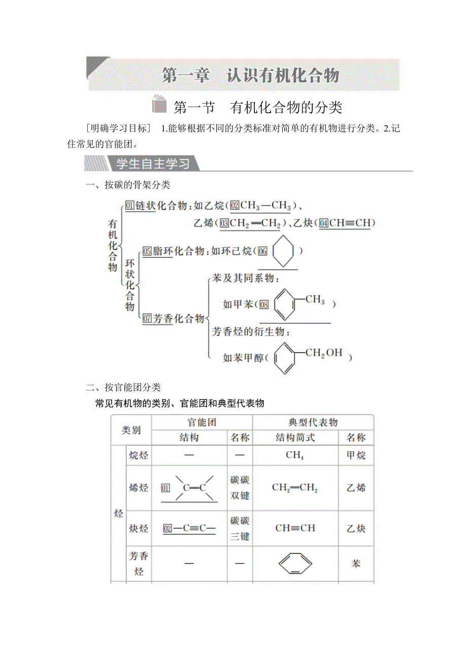 2020化学同步导学提分教程人教选修五讲义：第一章 第一节　有机化合物的分类 WORD版含答案.doc_第1页