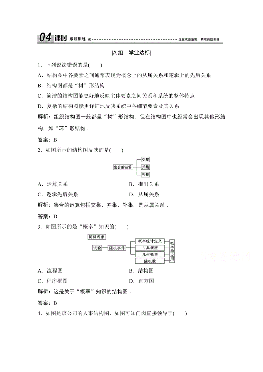 2020-2021学年人教A版数学选修1-2配套训练：4-2　结构图 WORD版含解析.doc_第1页