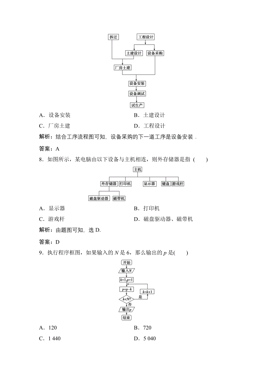 2020-2021学年人教A版数学选修1-2配套训练：第四章　框图 章末检测 WORD版含解析.doc_第3页