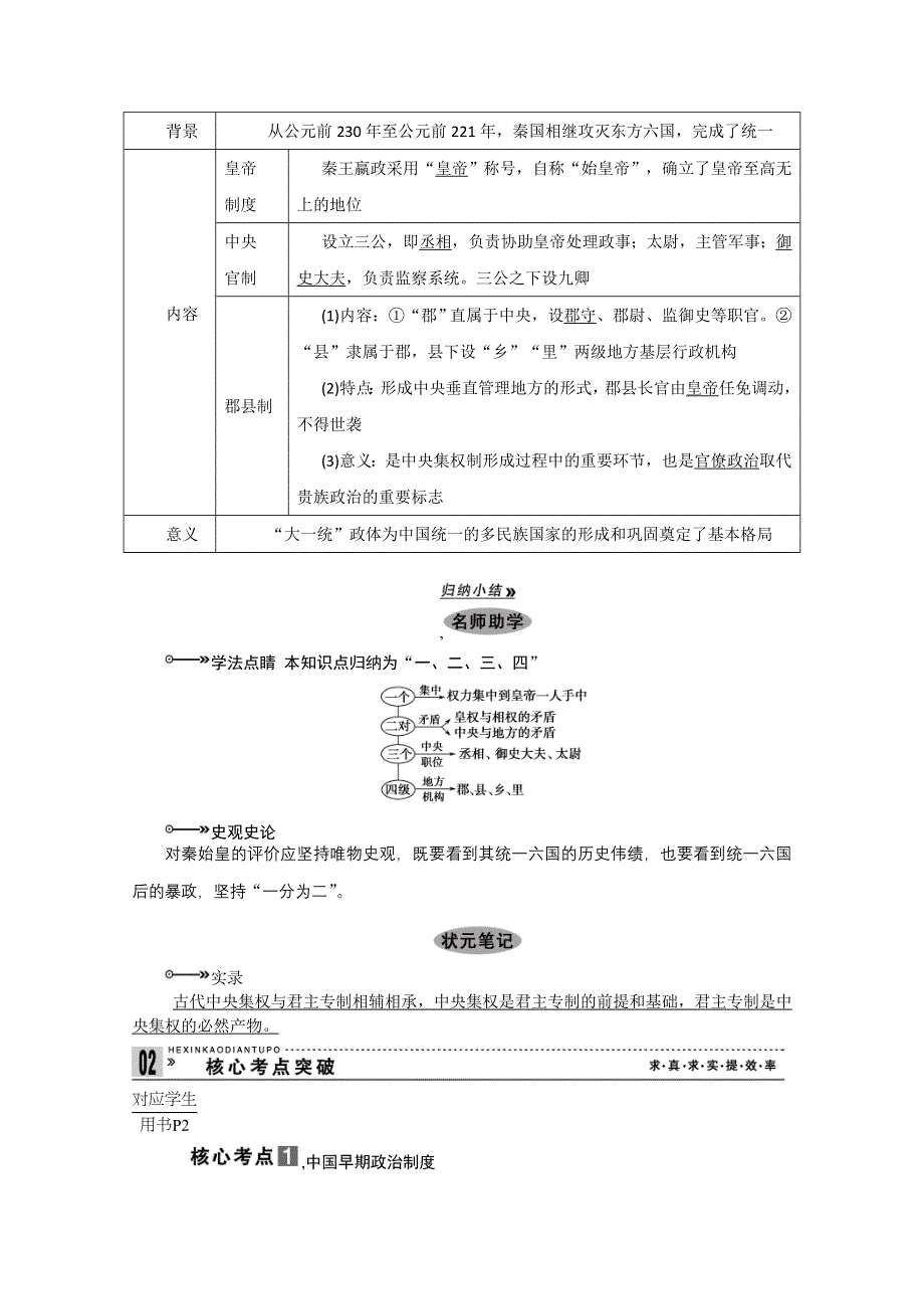 2013届高考历史一轮复习精品学案：第1课时夏商西周早期政治制度与秦朝中央集权制度的确立.doc_第3页