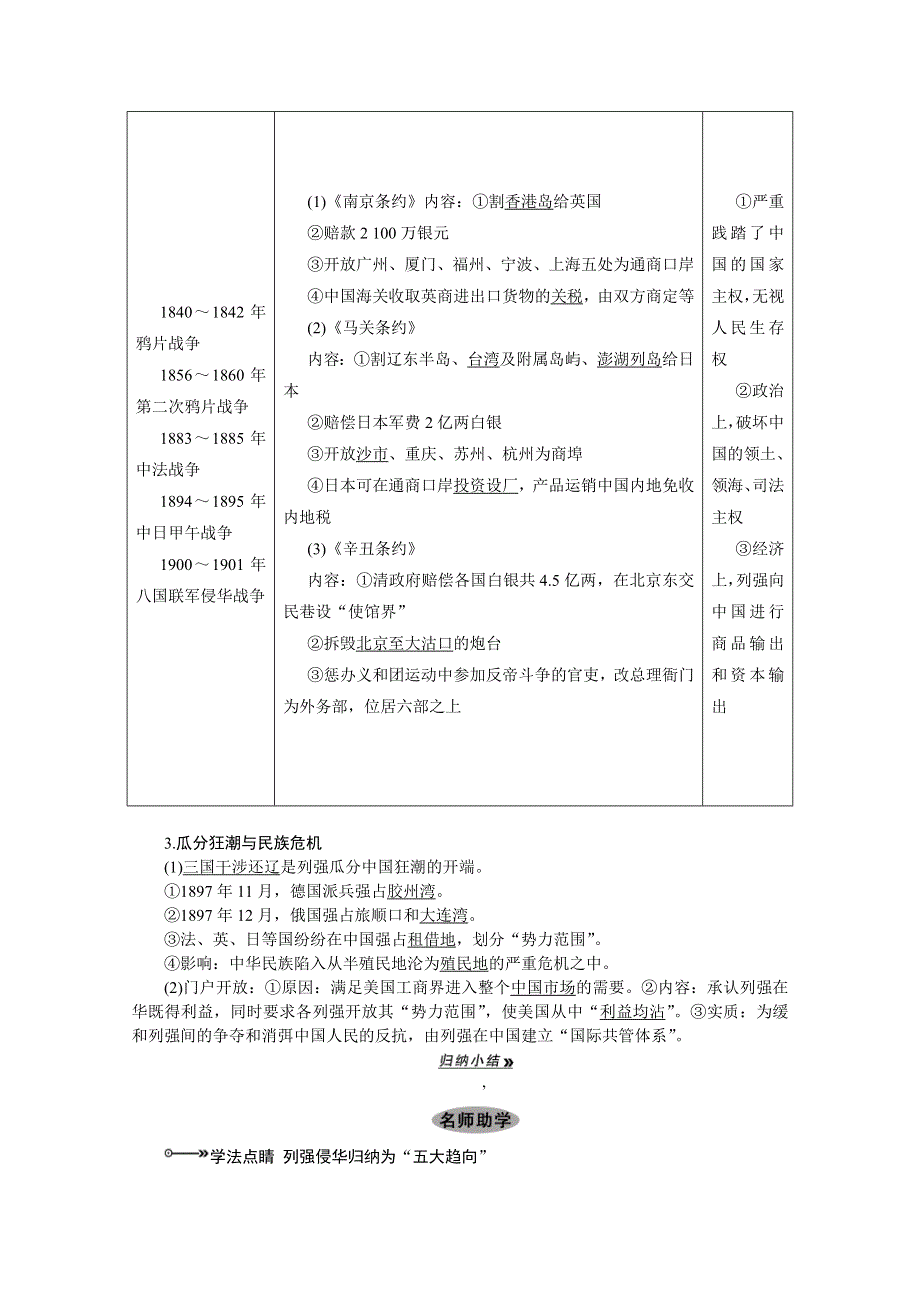 2013届高考历史一轮复习精品讲义：第3课时列强入侵与民族危机及中国军民维护国家主权的斗争（人教版必修1）.doc_第2页