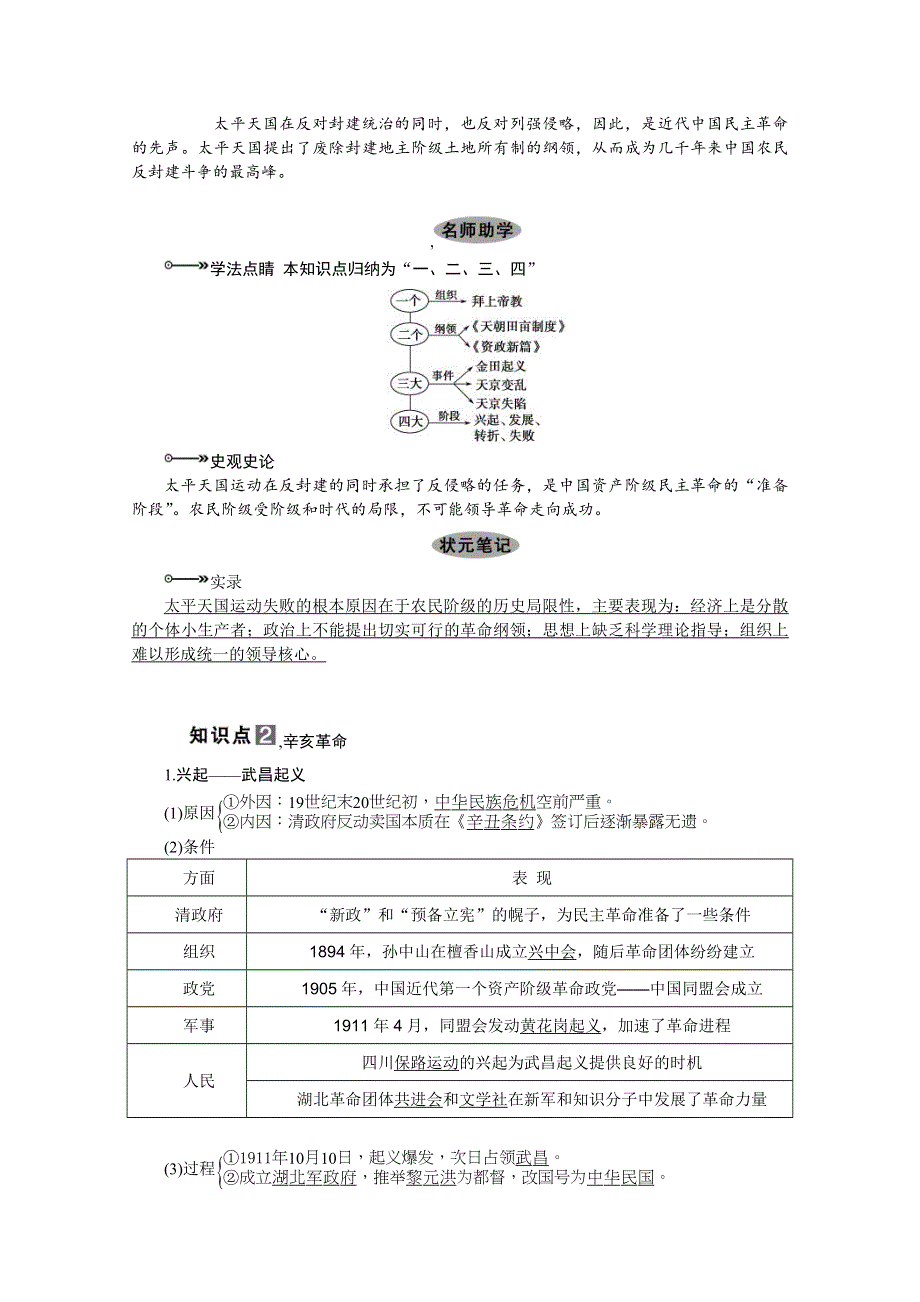 2013届高考历史一轮复习精品讲义：第5课时太平天国运动和辛亥革命（人教版必修1）.doc_第2页