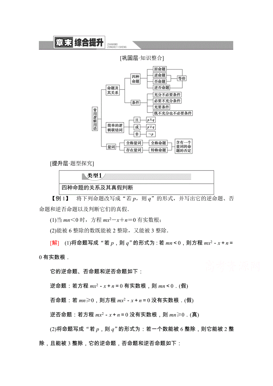 2020-2021学年人教A版数学选修2-1教师用书：第1章 章末综合提升 WORD版含解析.doc_第1页