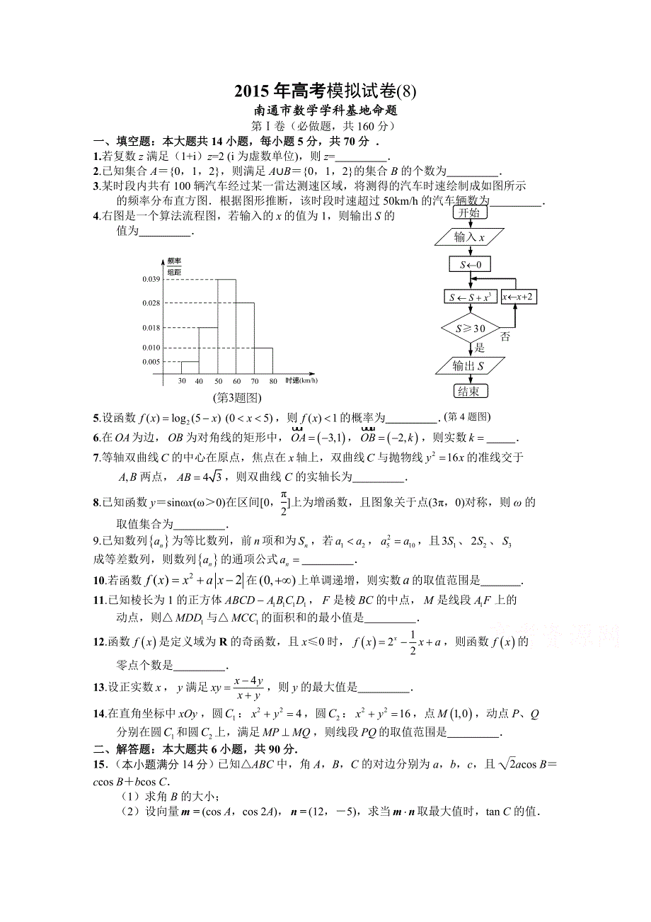 2015年江苏高考南通密卷八(南通市数学学科基地命题).doc_第1页