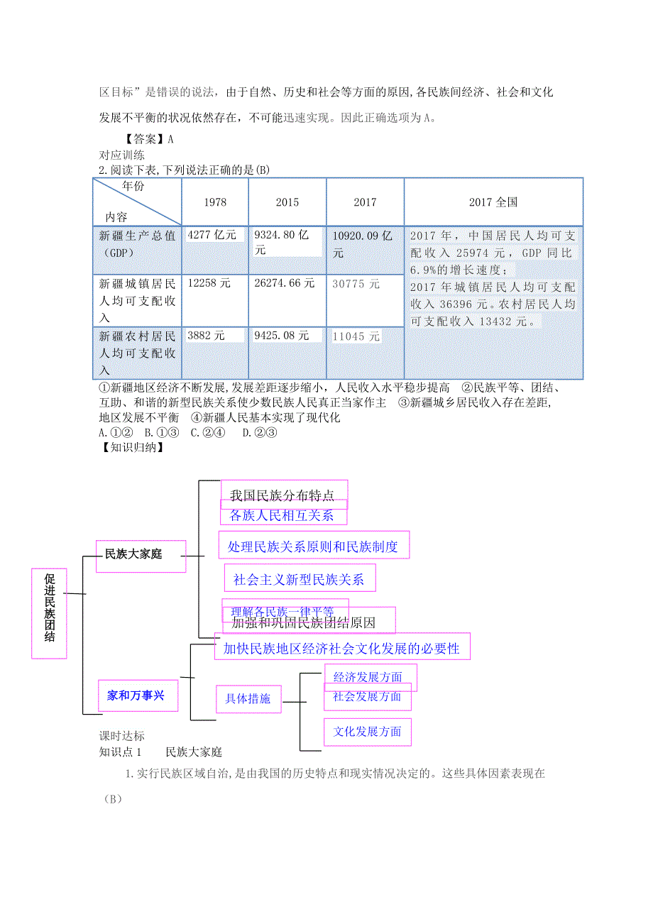 九年级道德与法治上册 第四单元 和谐与梦想 第七课 中华一家亲 第一框 促进民族团结增补习题 新人教版.doc_第3页