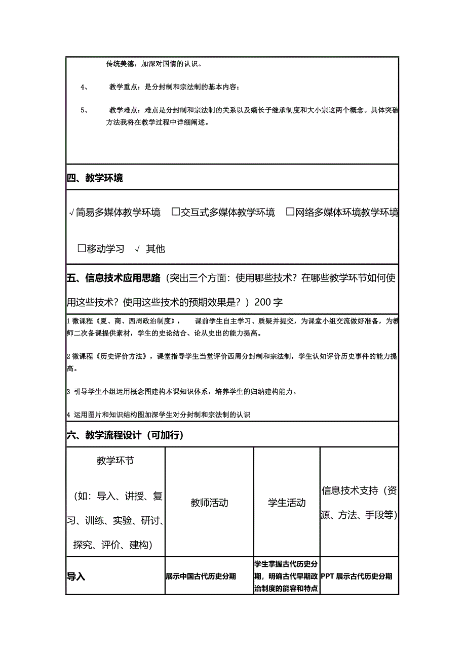 2015年山东教师全员远程研修优秀作业 高中历史岳麓版必修一教案 第1课 夏商制度与西周封建6.doc_第2页