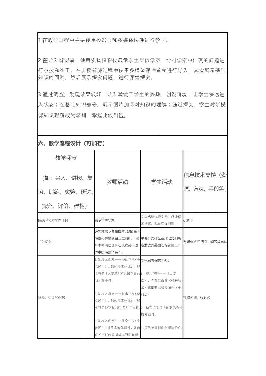 2015年山东教师全员远程研修优秀作业 高中历史岳麓版必修一教案 第8课 英国的制度创新14.doc_第2页