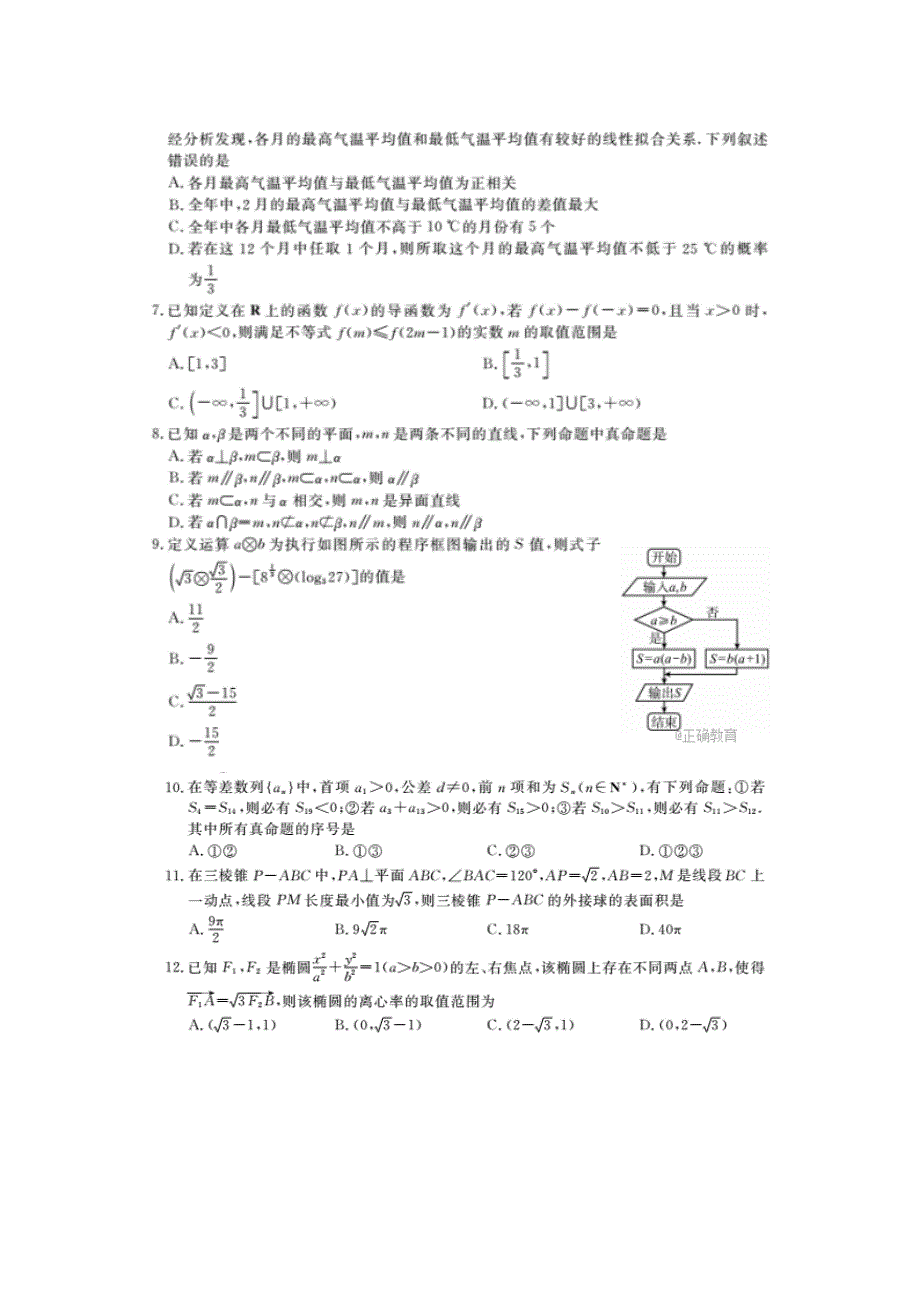 四川省岳池县第一中学2018届高三第二次诊断性检测数学（文）试卷 扫描版含答案.doc_第2页