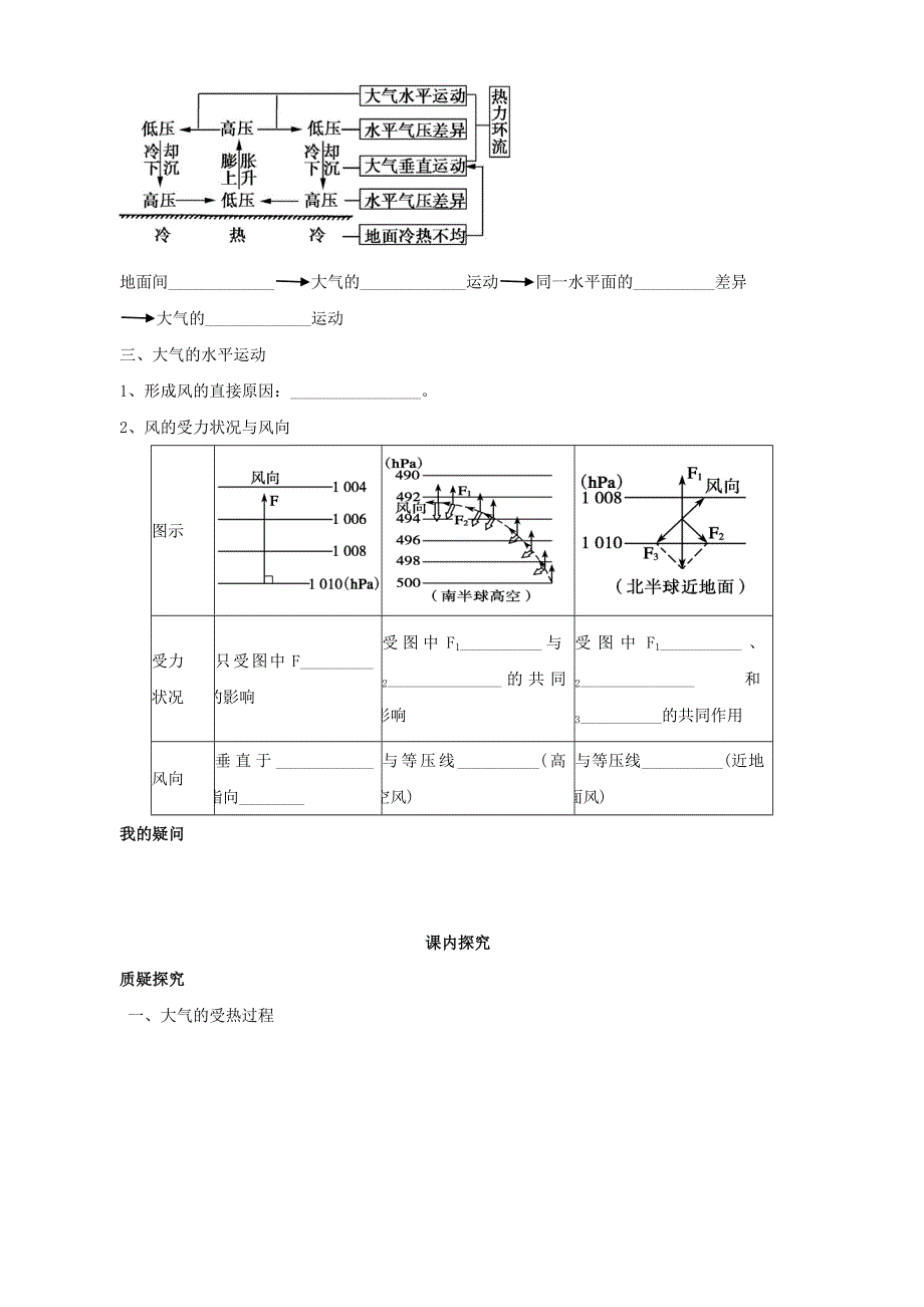 四川省岳池县第一中学人教版高一地理必修一学案：2-1 冷热不均引起大气运动 .doc_第2页