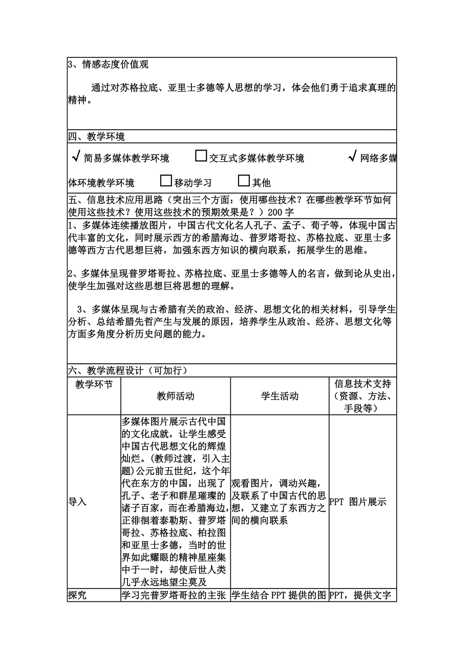 2015年山东教师全员远程研修优秀作业 高中历史岳麓版必修三教案 第11课 希腊先哲的精神觉醒8.doc_第2页