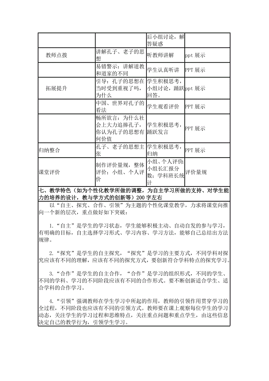 2015年山东教师全员远程研修优秀作业 高中历史岳麓版必修三教案 第1课 孔子与老子6.doc_第3页