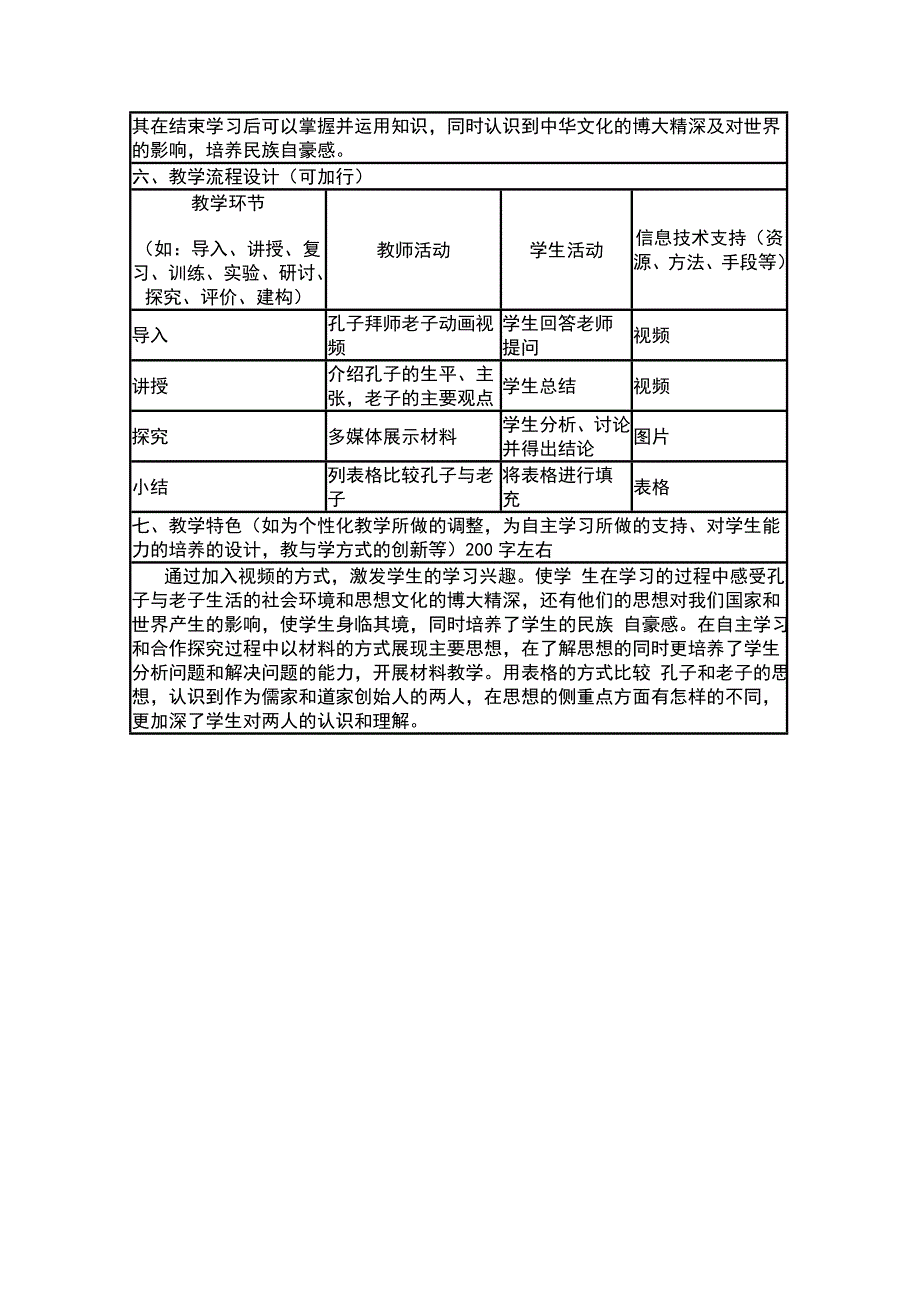 2015年山东教师全员远程研修优秀作业 高中历史岳麓版必修三教案 第1课 孔子与老子4.doc_第2页