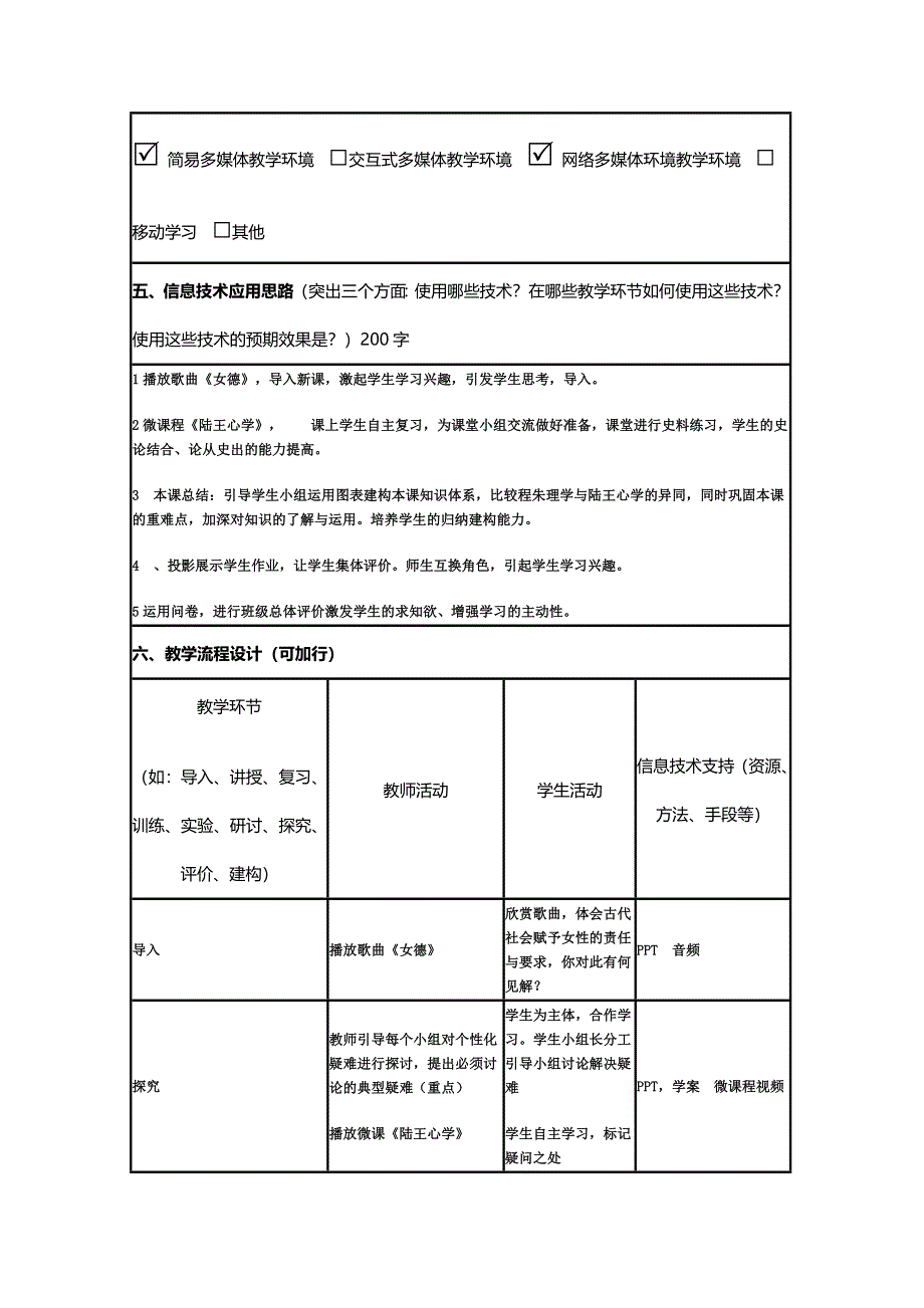 2015年山东教师全员远程研修优秀作业 高中历史岳麓版必修三教案 第4课 宋明理学6.doc_第2页