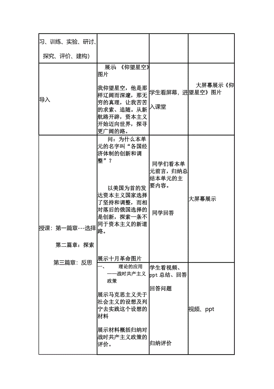 2015年山东教师全员远程研修优秀作业 高中历史岳麓版必修二教案 第14课 社会主义经济体制的建立19.doc_第3页