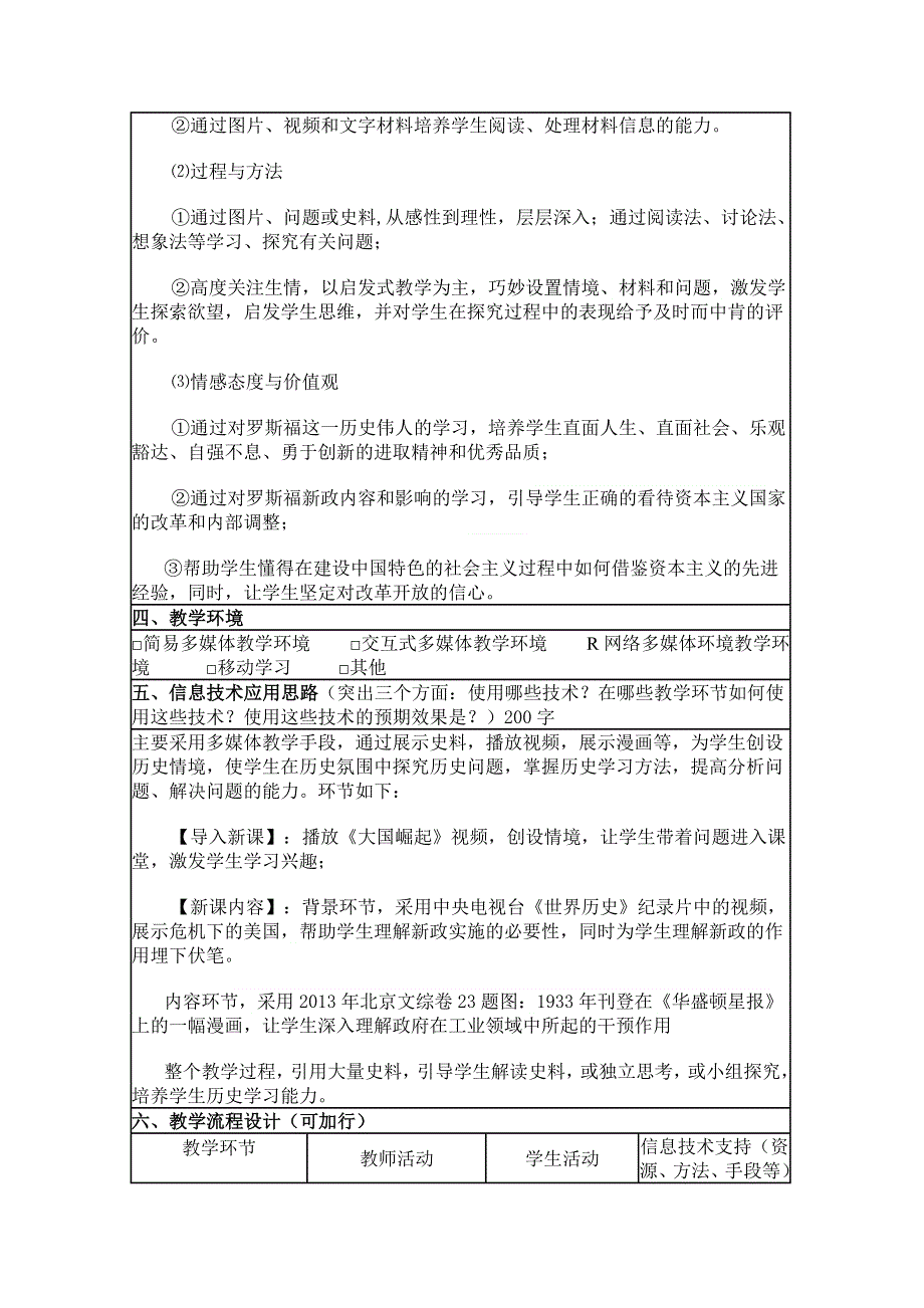 2015年山东教师全员远程研修优秀作业 高中历史岳麓版必修二教案 第15课 大萧条与罗斯福新政48.doc_第2页