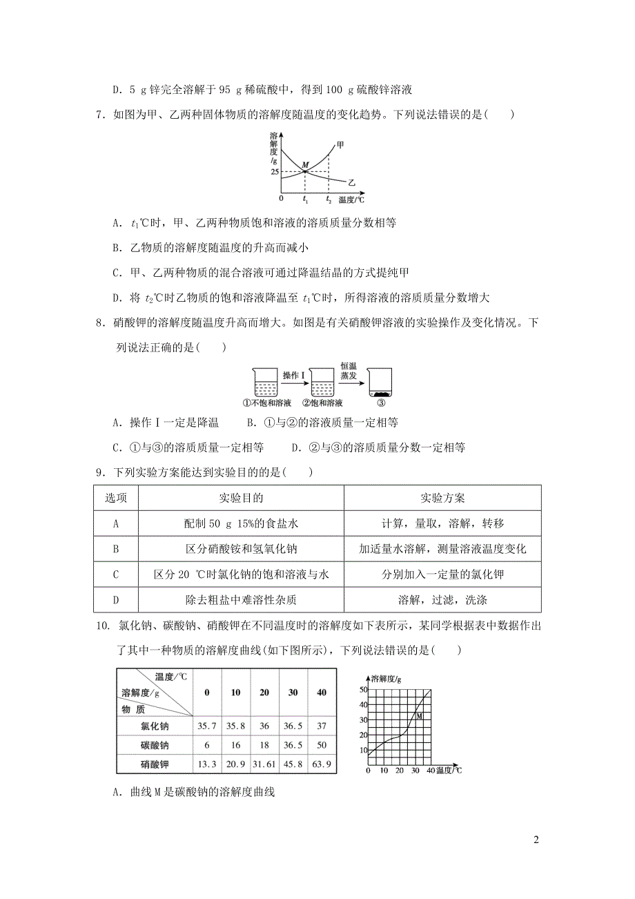 2022九年级化学下册第6章溶解现象达标测试卷（沪教版）.doc_第2页