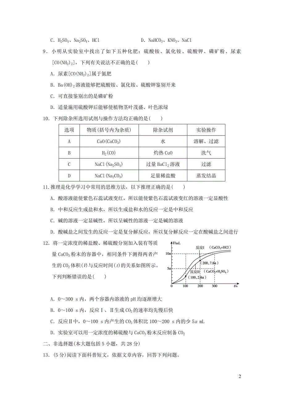 2022九年级化学下册第11单元盐化肥达标测试卷2（新人教版）.doc_第2页