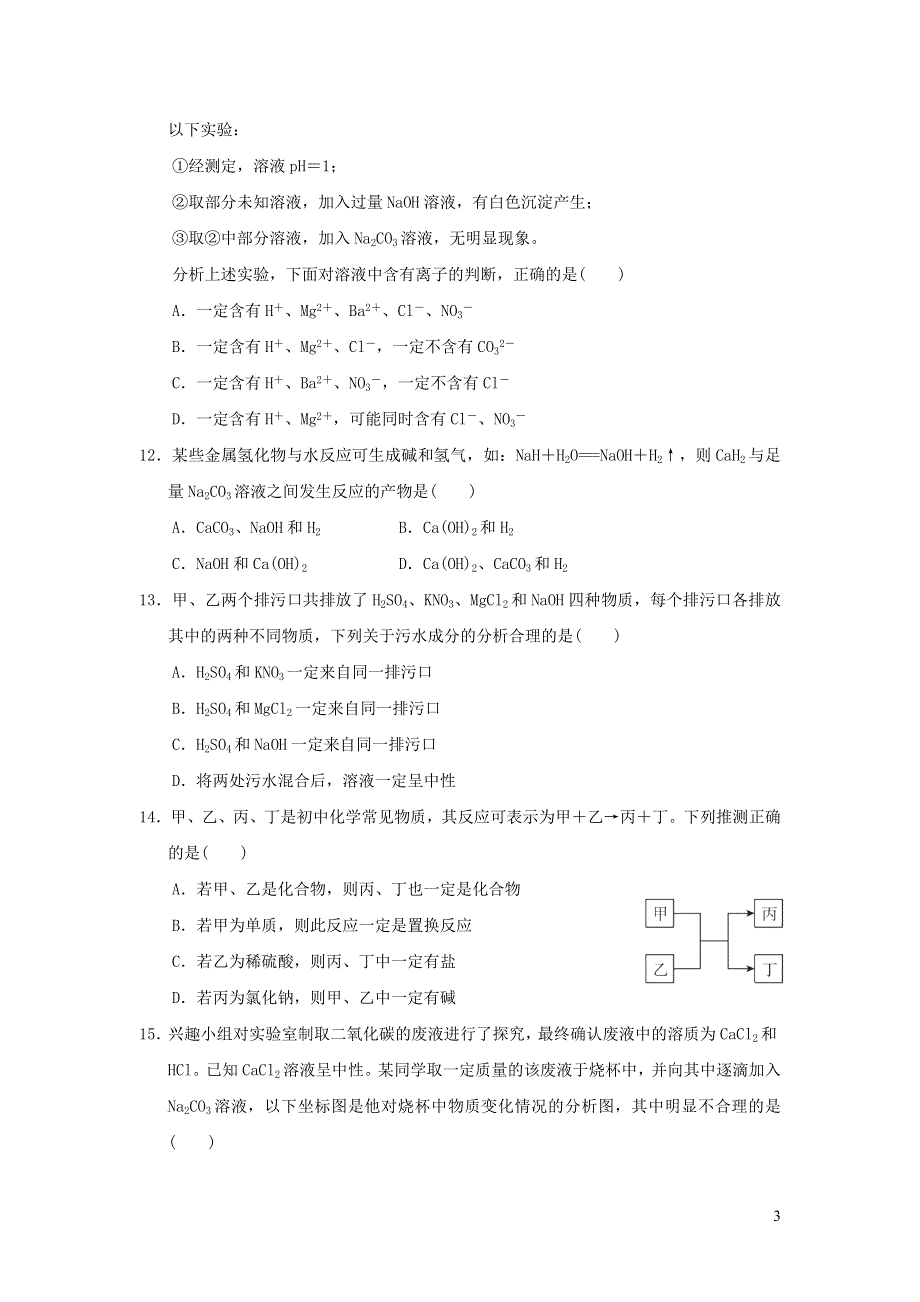 2022九年级化学下册第11单元盐化肥达标测试卷1（新人教版）.doc_第3页