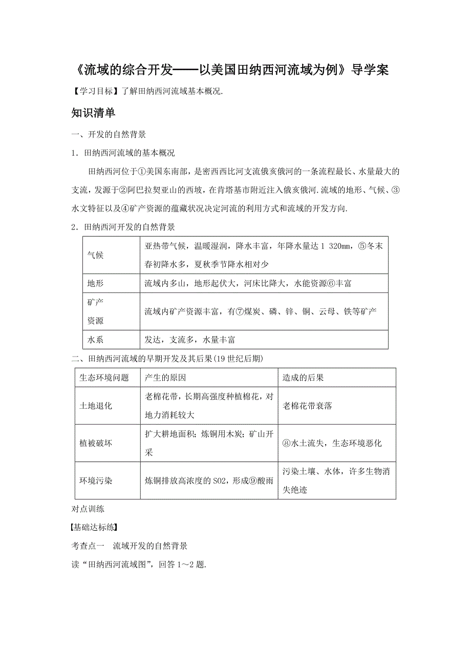 2016-2017学年人教版高二地理必修三导学案：3.2《流域的综合开发──以美国田纳西河流域为例》1 .doc_第1页