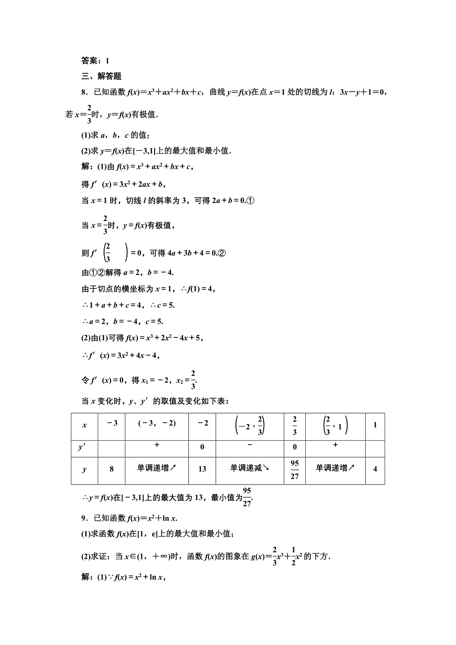 2013届高考数学课后练习（人教A版 ）：第二章第十三节导数的应用（二）.doc_第3页