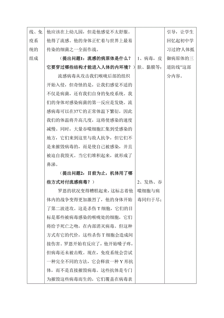 2016-2017学年人教版高二生物必修三2.4《免疫调节》第1课时教案 .doc_第2页