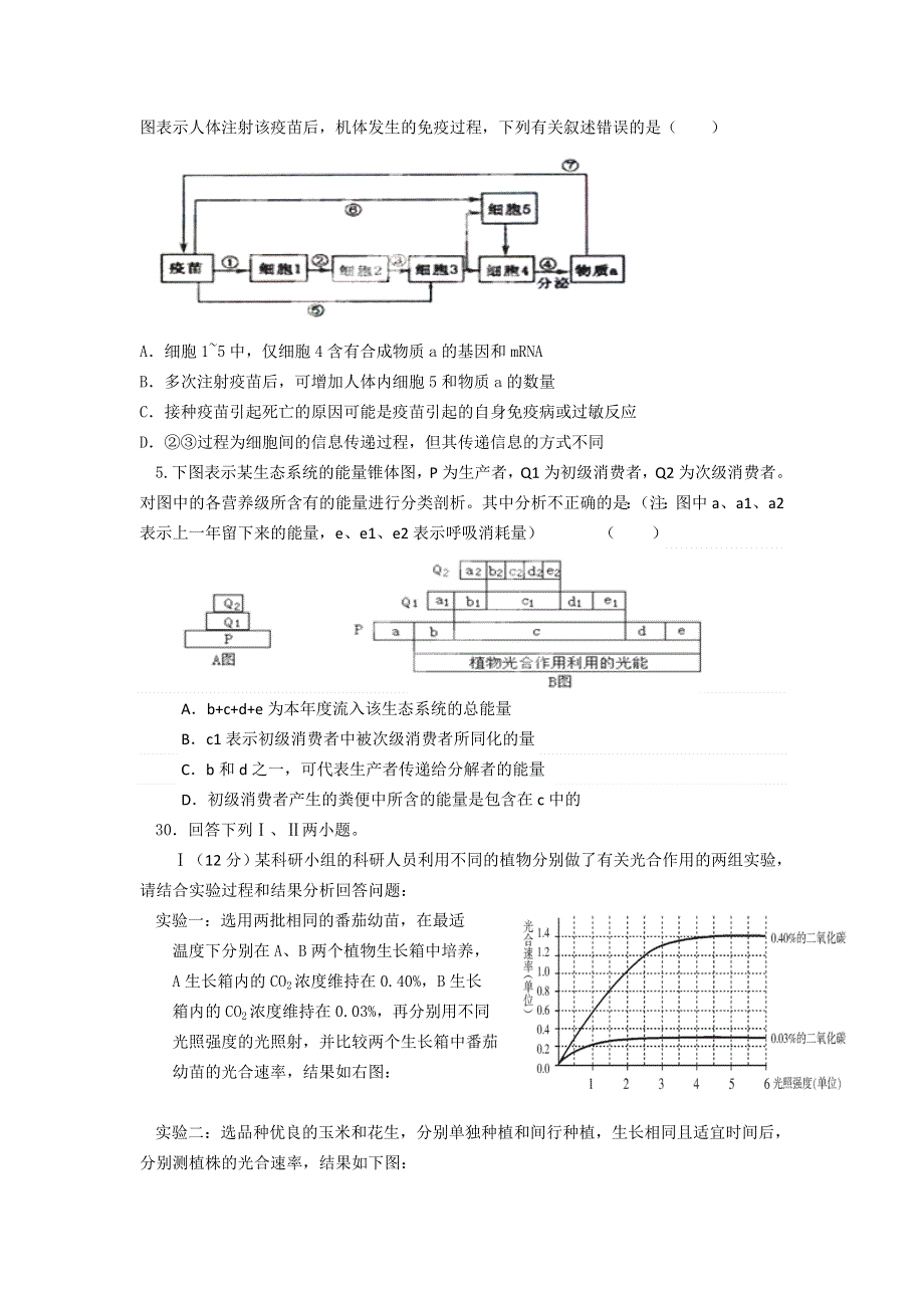 四川省成都外国语学校2012届高三第六次月考生物试题.doc_第2页