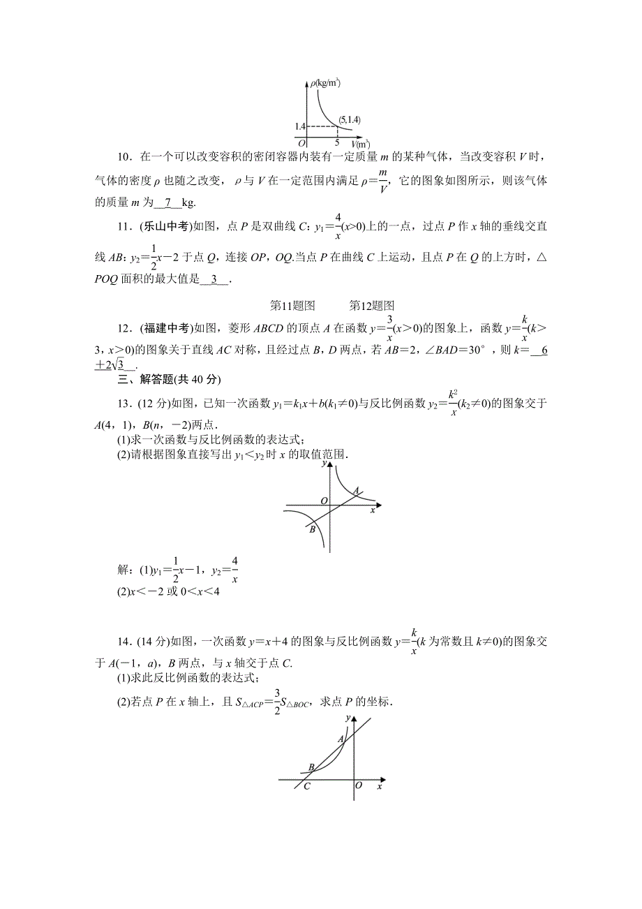 2022九年级数学上册 第六章 反比例函数周周清（检测内容 6.doc_第2页