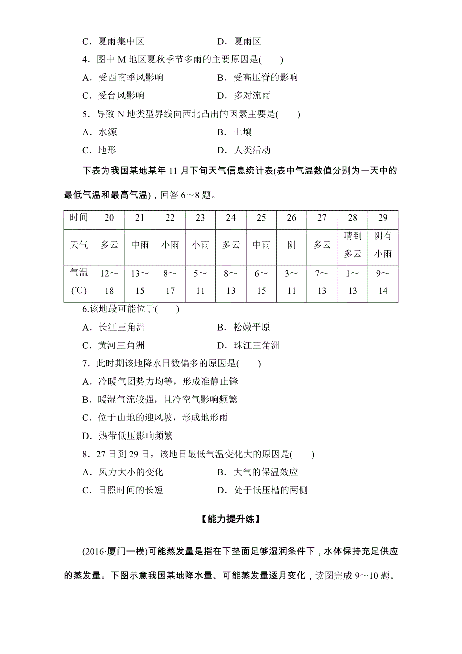 2016-2017学年区域地理 第四部分第一章 中国地理概况图表分项导练14 WORD版含解析.doc_第2页