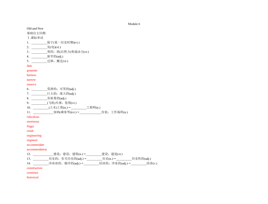 2011高考英语（外研版）总复习 学案：MODULE6 OLD AND NEW（必修3）.doc_第1页