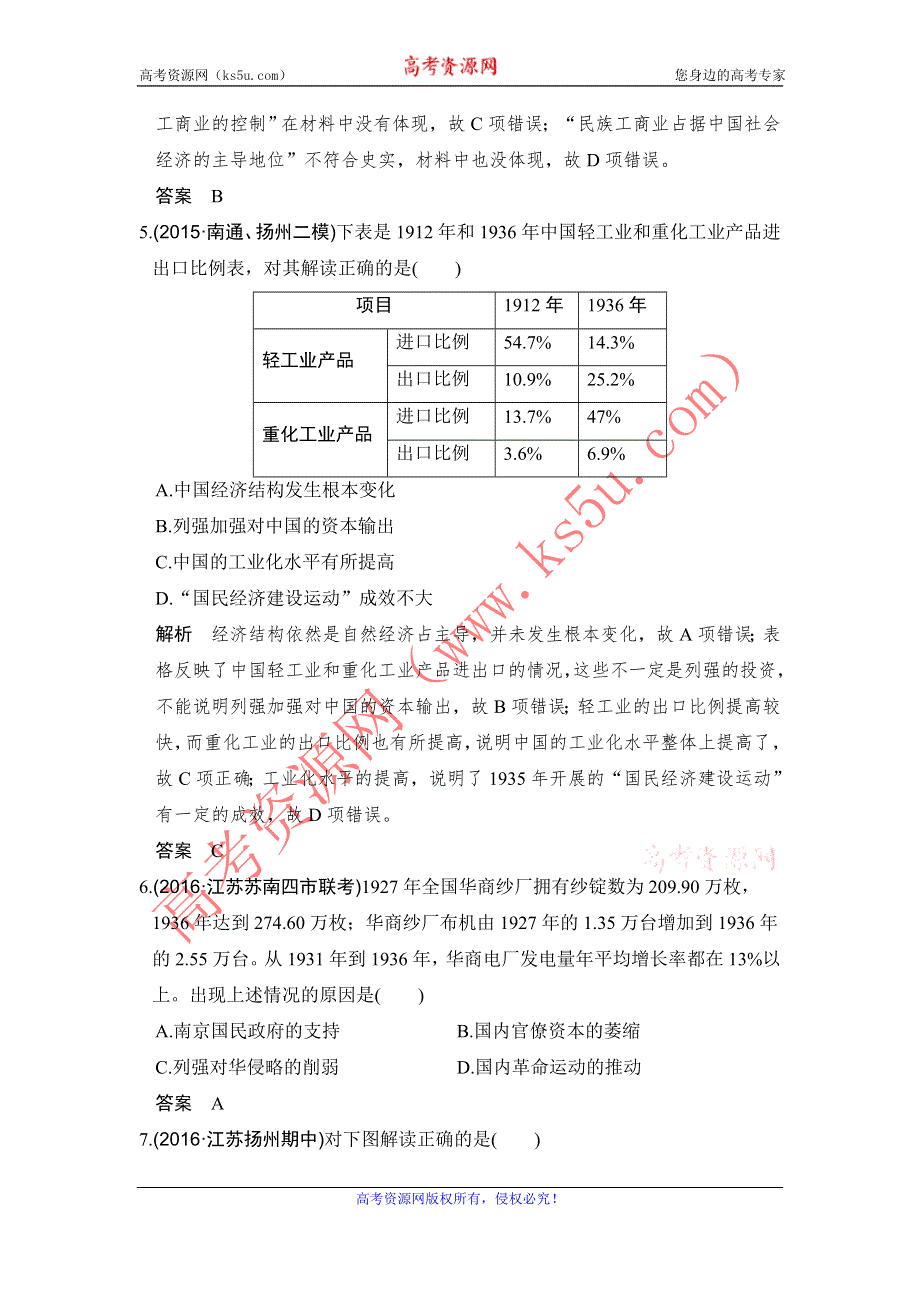 《创新设计》2017高三历史人民版（江苏专用）一轮复习专题提升练（七） WORD版含解析.doc_第3页