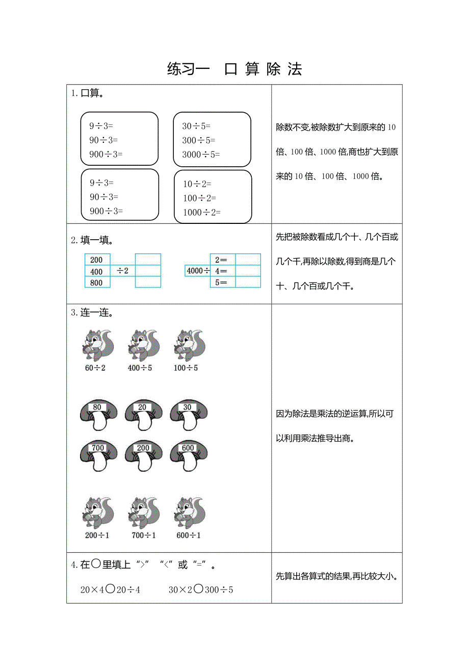 三年级下册数学期末复习练习一《口算除法 》.docx_第1页