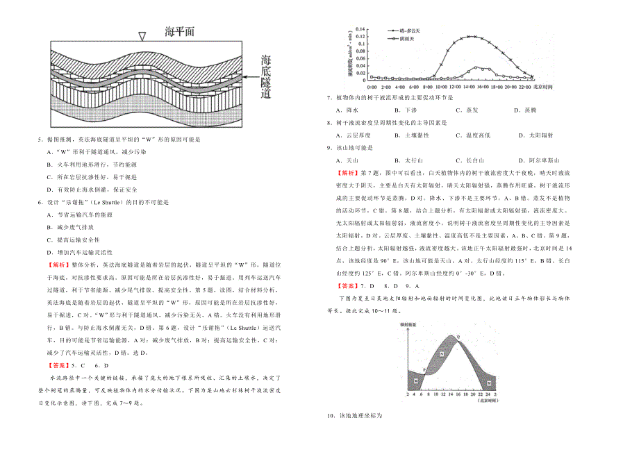 2018年全国统一招生考试最近高考信息卷（六）地理 WORD版含解析.doc_第2页