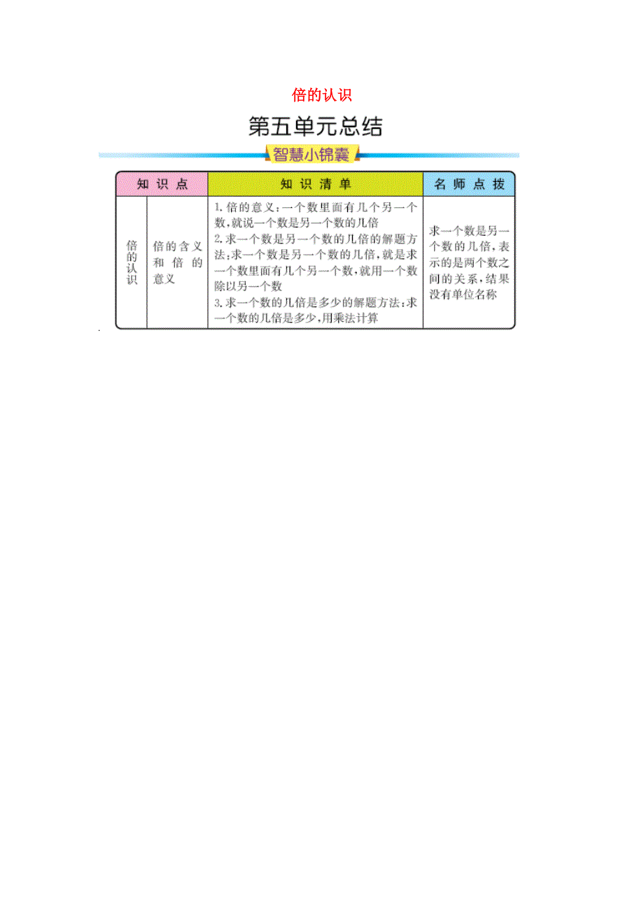 三年级数学上册 5 倍的认识知识清单 新人教版.docx_第1页